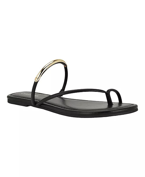 Calvin Klein Women's Bienna Strappy Ornamented Flat Slip-On Sandals - Macy's | Macy's