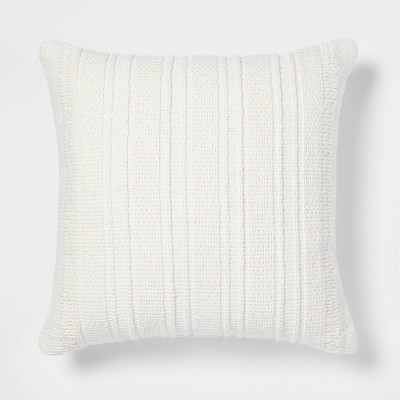 Oversized Textural Woven Square Throw Pillow Cream - Threshold™: Indoor Decorative Cushion, Soft Polyester | Target