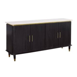 Coast to Coast imports Carlyle Black and Gold Marble Top 63 in. Sideboard with Four Doors 92534 -... | The Home Depot