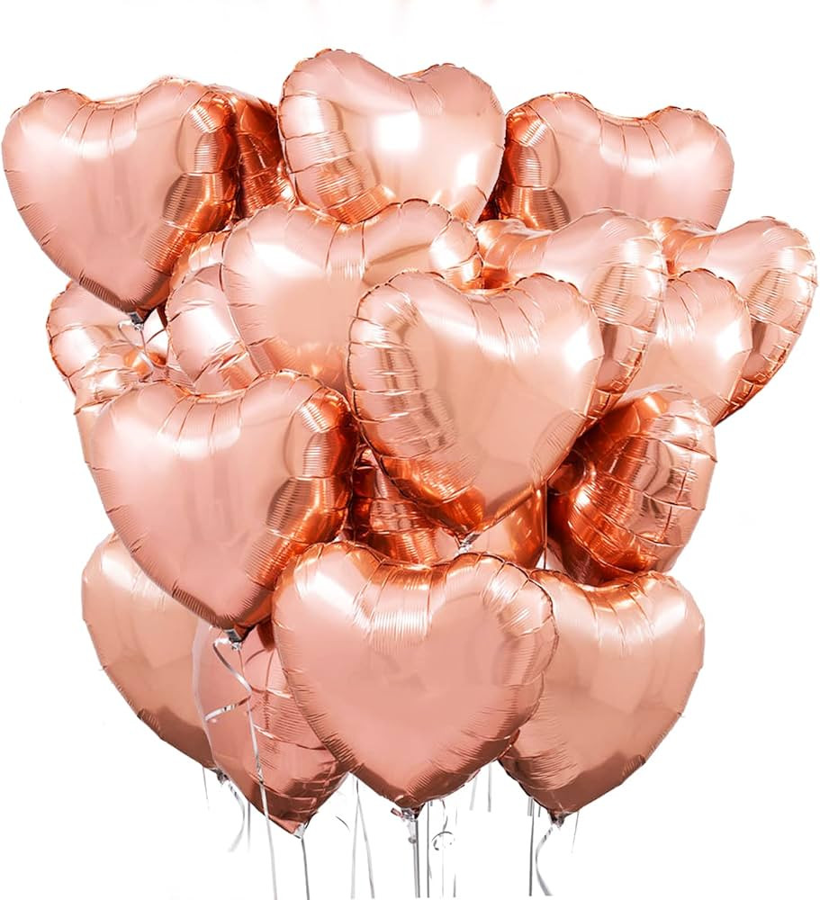 heart foil balloon rose gold 20 pcs, heart helium balloons, heart foil balloon, heart balloons he... | Amazon (CA)
