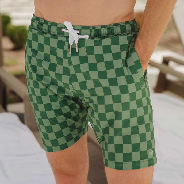 Wind and Sea Shorts, Green Check | Albion Fit