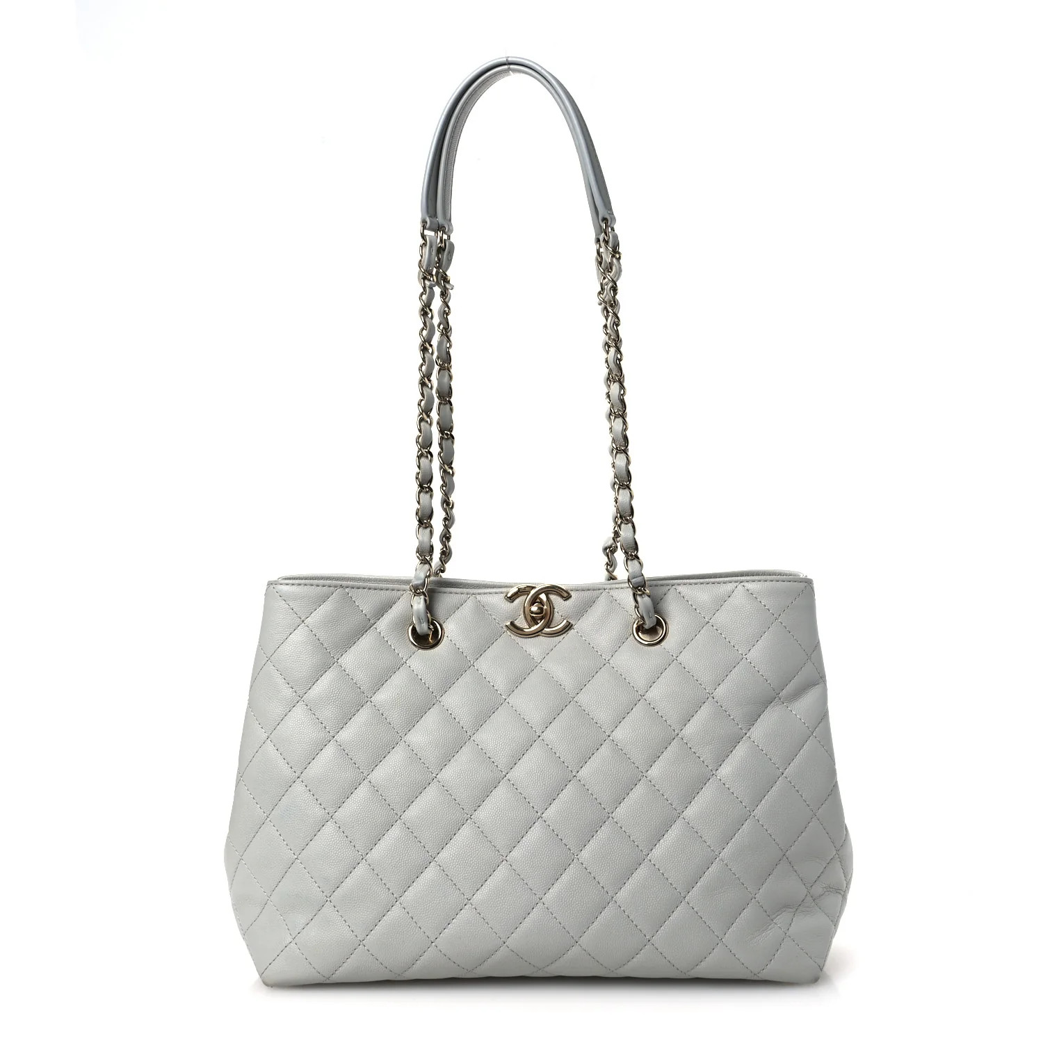 Caviar Quilted Shopping Tote Light Green | FASHIONPHILE (US)