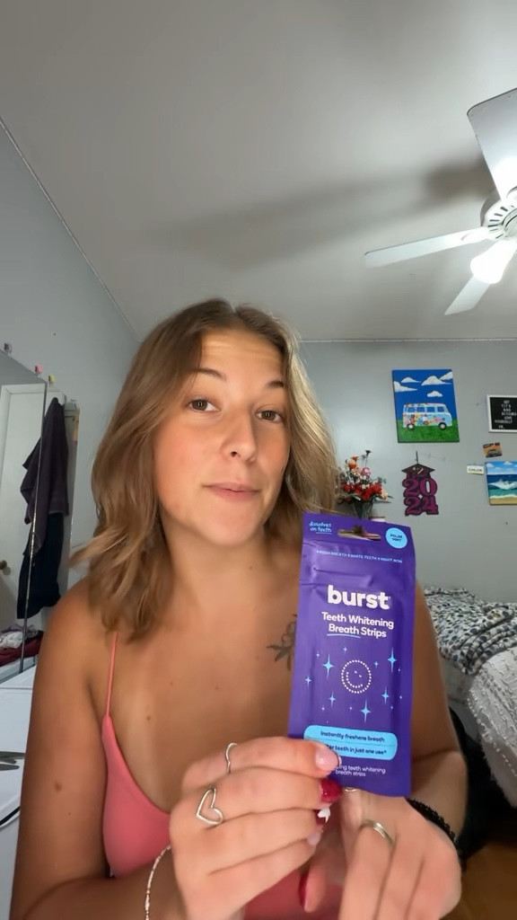 Burst teeth whitening breath strips! Such a cool way to whiten teeth and have fresh breath simultaneously 

#LTKStyleTip #LTKBeauty