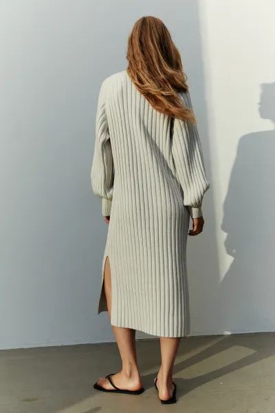 Rib-knit dress - Light grey - Ladies | H&M GB | H&M (UK, MY, IN, SG, PH, TW, HK)