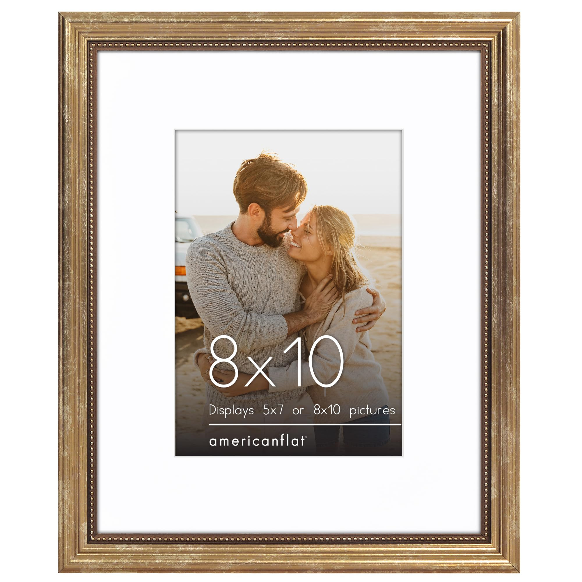 Americanflat Vintage Frames - 8x10 Picture Frame with Elegant Beaded Accents and Shatter-Resistan... | Amazon (US)