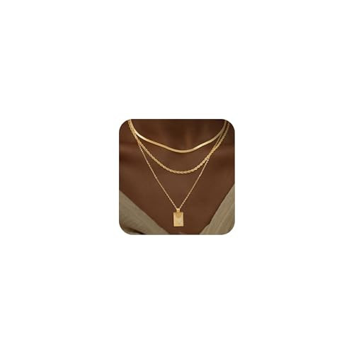 NECOCY Layered Gold Necklaces for women Stackable Stack Stacked Simple 14K Real Gold Chain Necklace Layering Fashion Pendant Herringbone Necklaces Set Trendy Gold Jewelry for Women | Amazon (US)