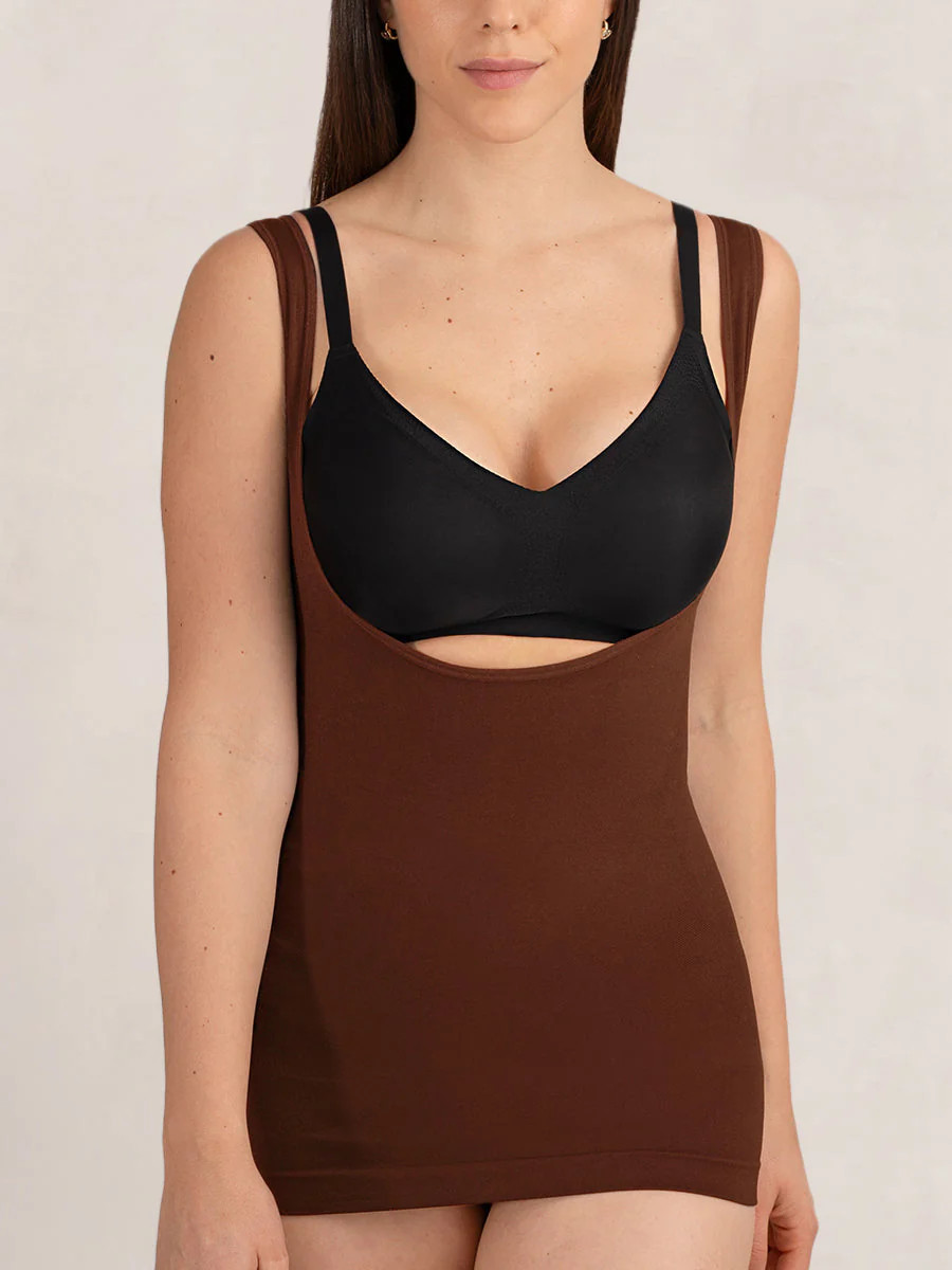 Shapermint Essentials Open Bust Shaper Cami Shapewear Chocolate M | Shapermint