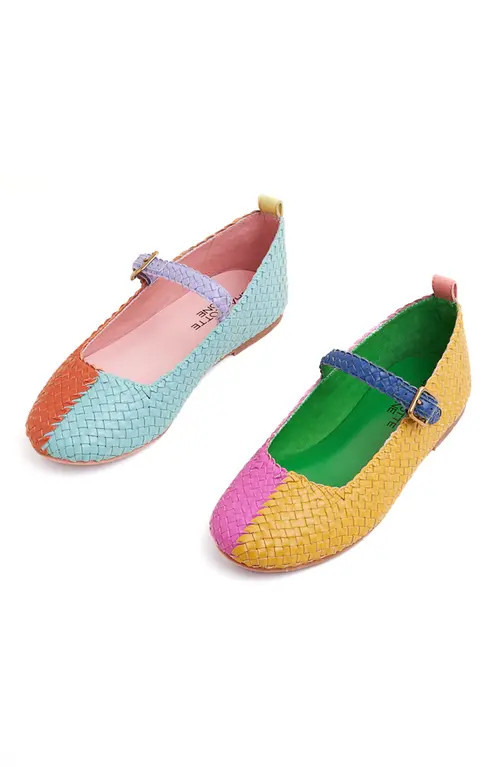 Charlotte Stone Raleigh Mismatch Woven Mary Jane Flat in Kortman at Nordstrom, Size 11 | Nordstrom