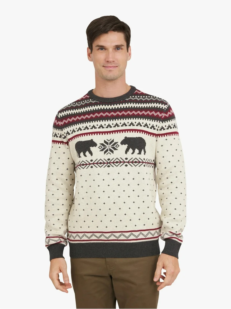 Chaps Men's & Big Men's Cotton Holiday Fairisle Crewneck Sweater, Sizes S-3XL | Walmart (US)
