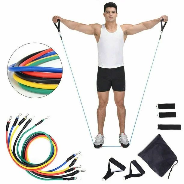 11pc/set Pull Rope Exercise Resistance Bands Home Gym Equipment Fitness Workout | Walmart (US)