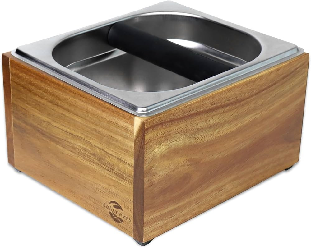 Acacia Wood Espresso Knock Box, Large Capacity with Stainless Steel Interior, Silicone Knock Bar,... | Amazon (US)