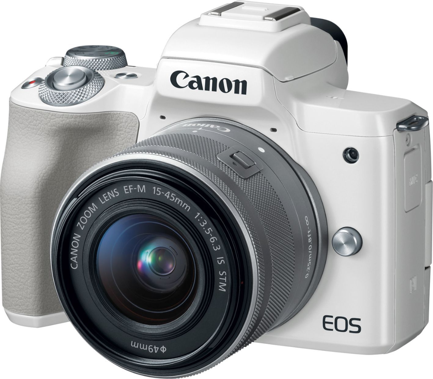 Canon EOS M50 Mirrorless Camera with EF-M 15-45mm f/3.5-6.3 IS STM Zoom Lens White 2681C011 - Bes... | Best Buy U.S.