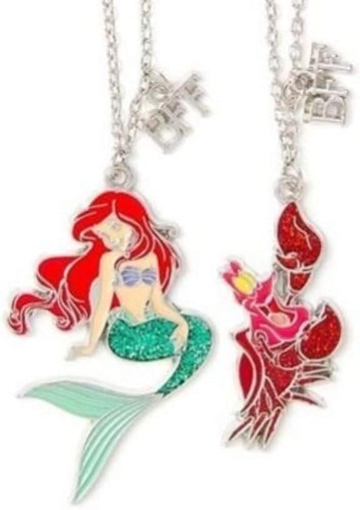 The Little Mermaid Disney Ariel & Sebastian Glitter Best Friends BFF Necklace Set 2 Pack | Amazon (US)