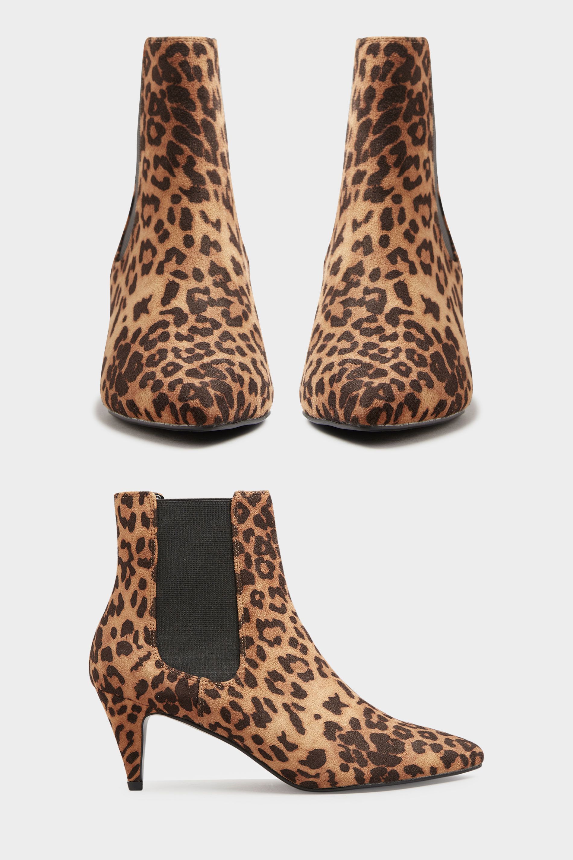 LTS Beige Leopard Print Heeled Boots | Long Tall Sally | Long Tall Sally