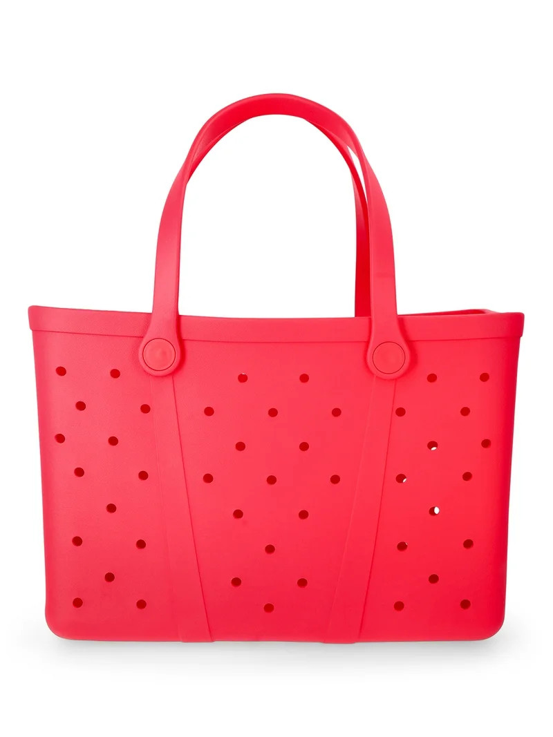 Time and Tru Women's Waterproof EVA Beach Tote Bag, Pink | Walmart (US)