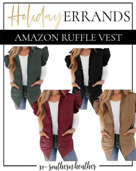 Make Mrs Claus proud! This ruffle vest is the perfect layer for holiday errands 

#LTKHoliday #LTKstyletip #LTKfindsunder50