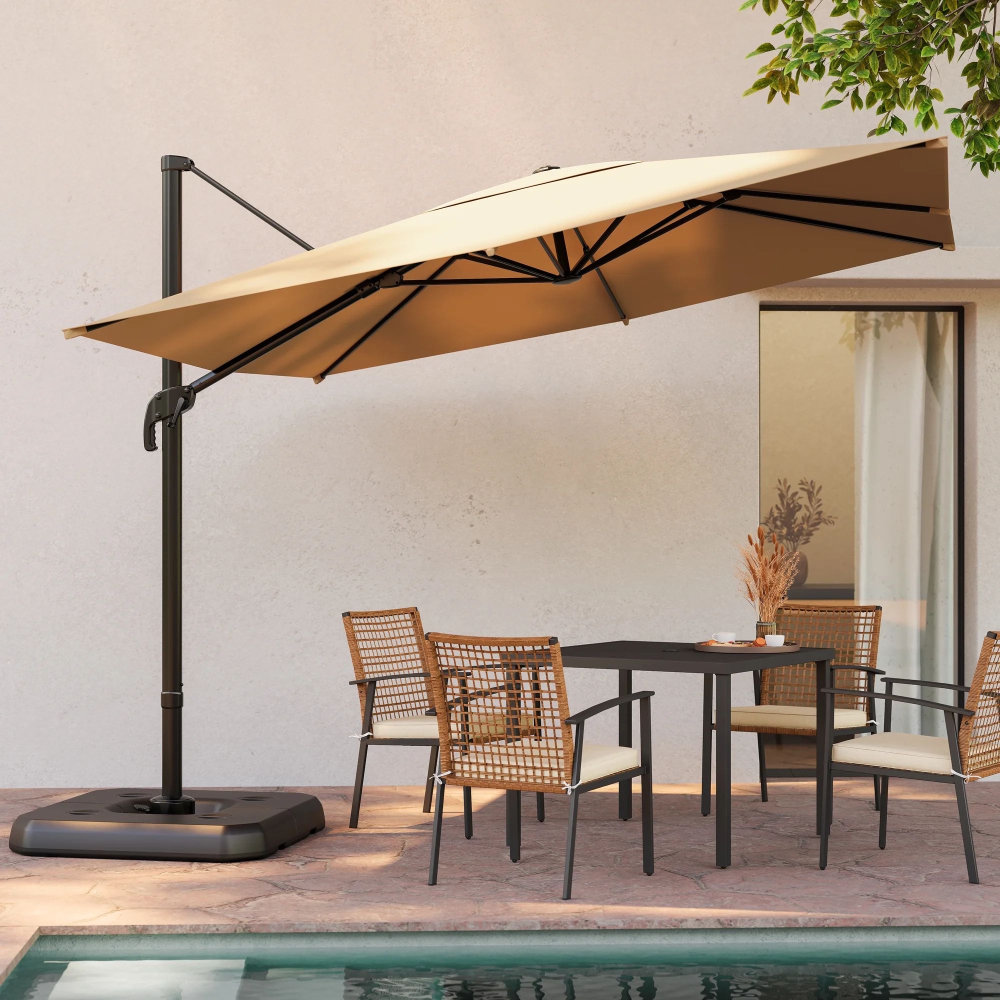 LAUSAINT HOME 10FT Patio Umbrella with Base, Outdoor Cantilever Umbrella with 360° Rotation, Alu... | Walmart (US)