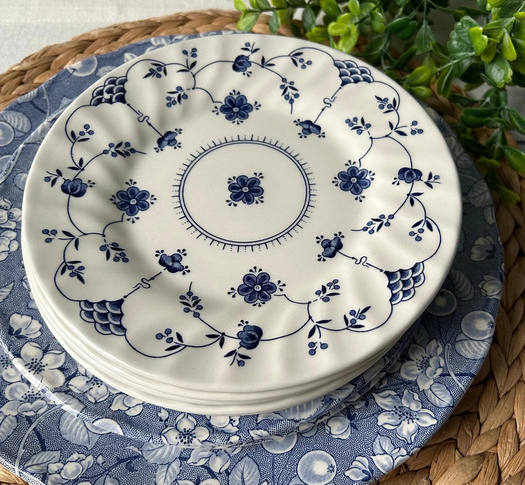 Churchill Finlandia Set of 6 Bread/Dessert Plates Blue Floral Transferware  Set of Plates Made in... | Etsy (US)