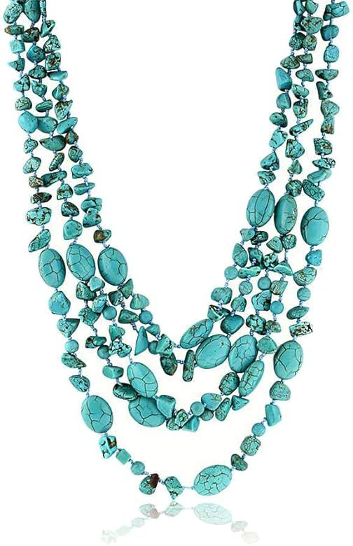 Gem Stone King 20 Inch Stunning 3 Strands Green Simulated Turquoise Necklace with Toggle Clasp | Amazon (US)