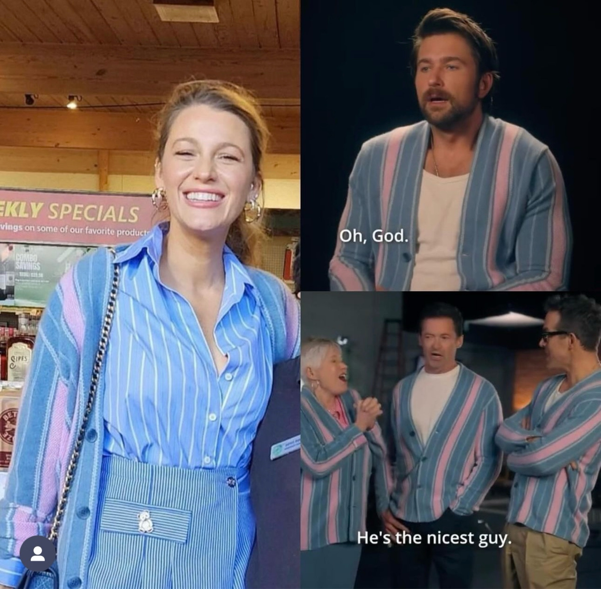 One left in stock! Blake Lively's famous cashmere striped sweater 20% off retail Ryan Reynolds Hugh Jackman also Gigi Hadid wore it

#LTKGiftGuide #LTKHoliday #LTKSaleAlert