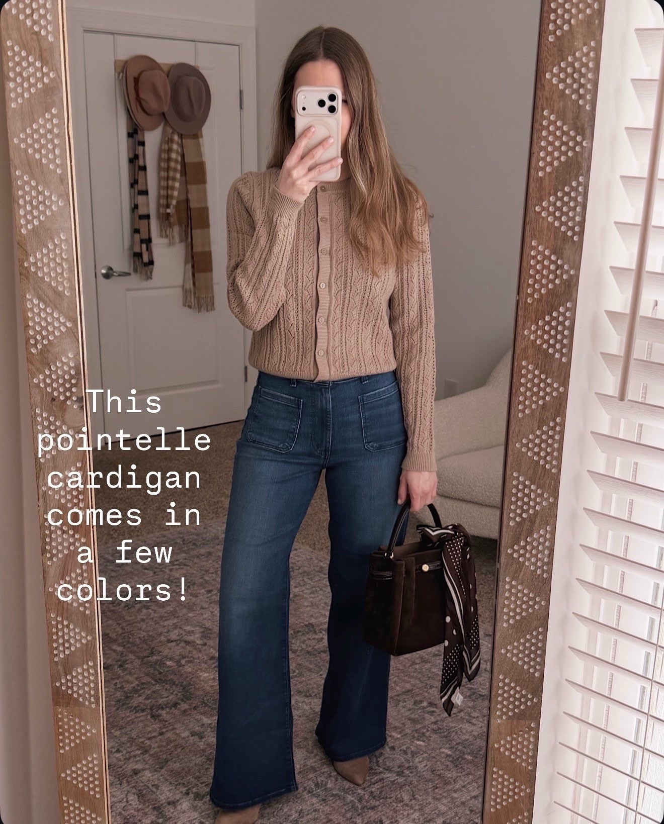 This pointelle cardigan is such a pretty everyday piece. The texture adds interest, it layers beautifully, and it comes in multiple colors so you can pick your favorite.

pointelle cardigan outfit, spring knit top, flattering wide leg jeans, neutral everyday style, classic capsule wardrobe, brown accessories outfit, chic casual look, elevated basic

#LTKOver40 #LTKgrwm #LTKSeasonal