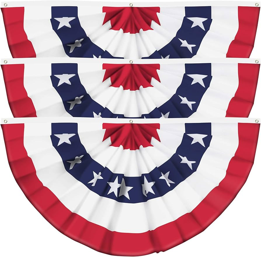 USA Pleated Fan Flag American US Bunting Flag Patriotic Half Fan Banner Flag with Canvas Header a... | Amazon (US)