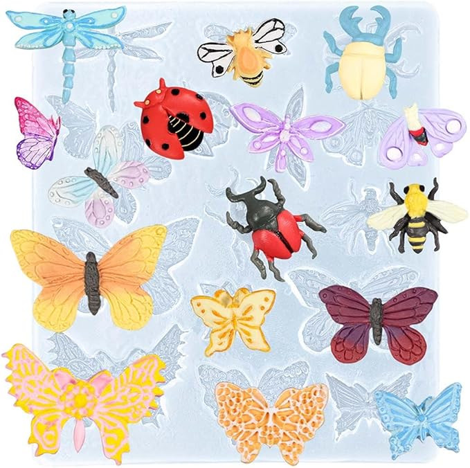 Butterfly and Insects Mold Silicone for Fondant, Air Dry Clay, Resin Crafts | Amazon (US)