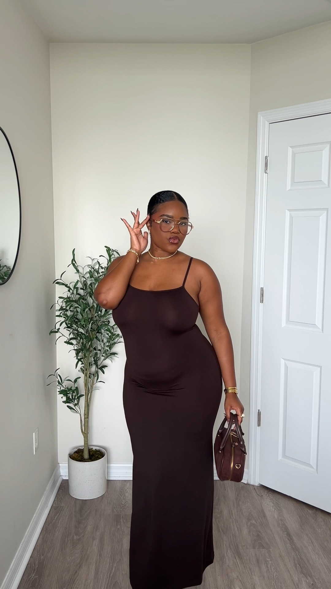 An all brown autumn/fall outfit for day time and nighttime. Suede boots and suede handbag.  Chocolate brown dress #brownoutfit #chocolatedress #tankdress #curvyfashion

#LTKStyleTip #LTKPlusSize #LTKMidsize