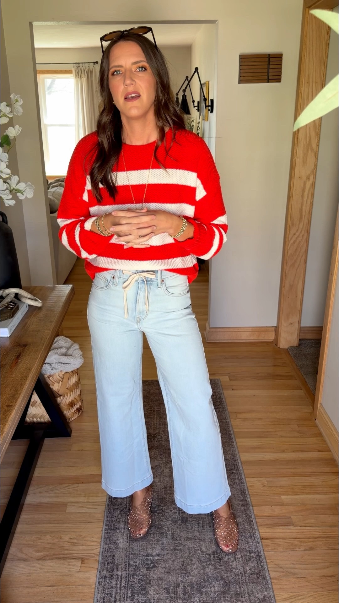 Gap jeans that I’m loving! Wearing a 27 long in both pairs. Size large sweater. 