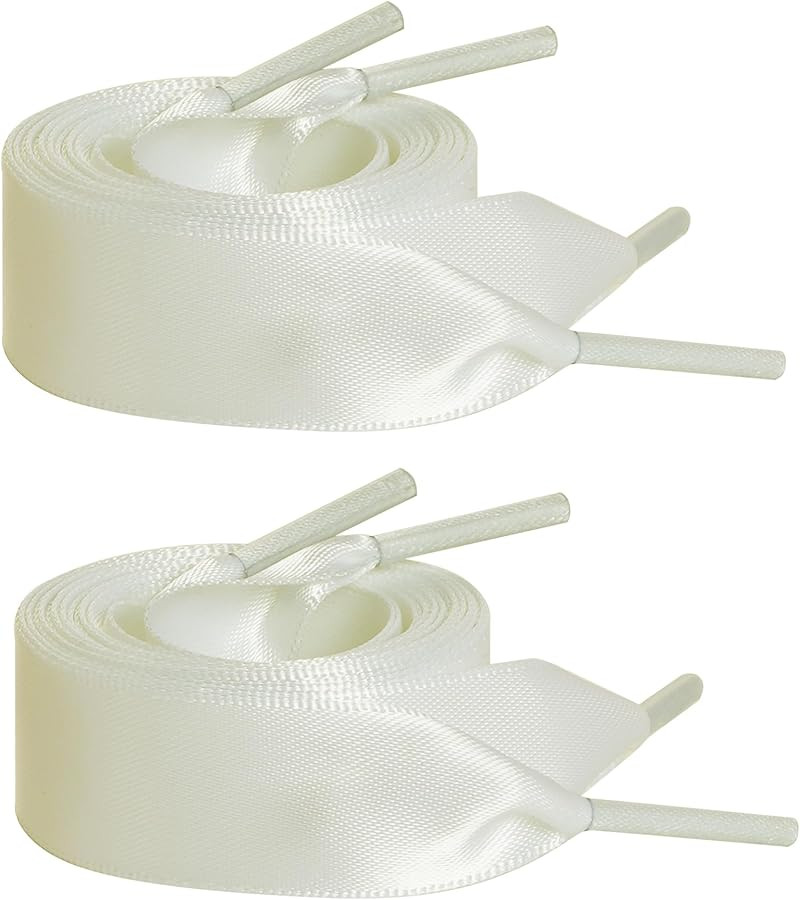 Marrywindix 2 Pairs 47" Flat Satin Ribbon Shoelaces Silk Shoestring Wide Shoe Laces for Sneaker S... | Amazon (US)