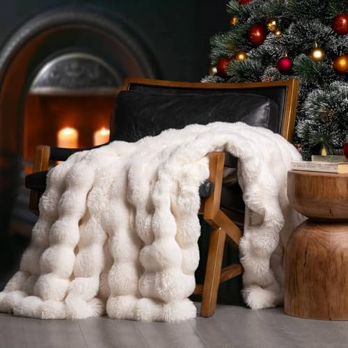 EverGrace Ultra Soft Luxury Fluffy Faux Rabbit Fur Throw Blanket, Thick Warm Bubble Throw for Bed... | Amazon (US)