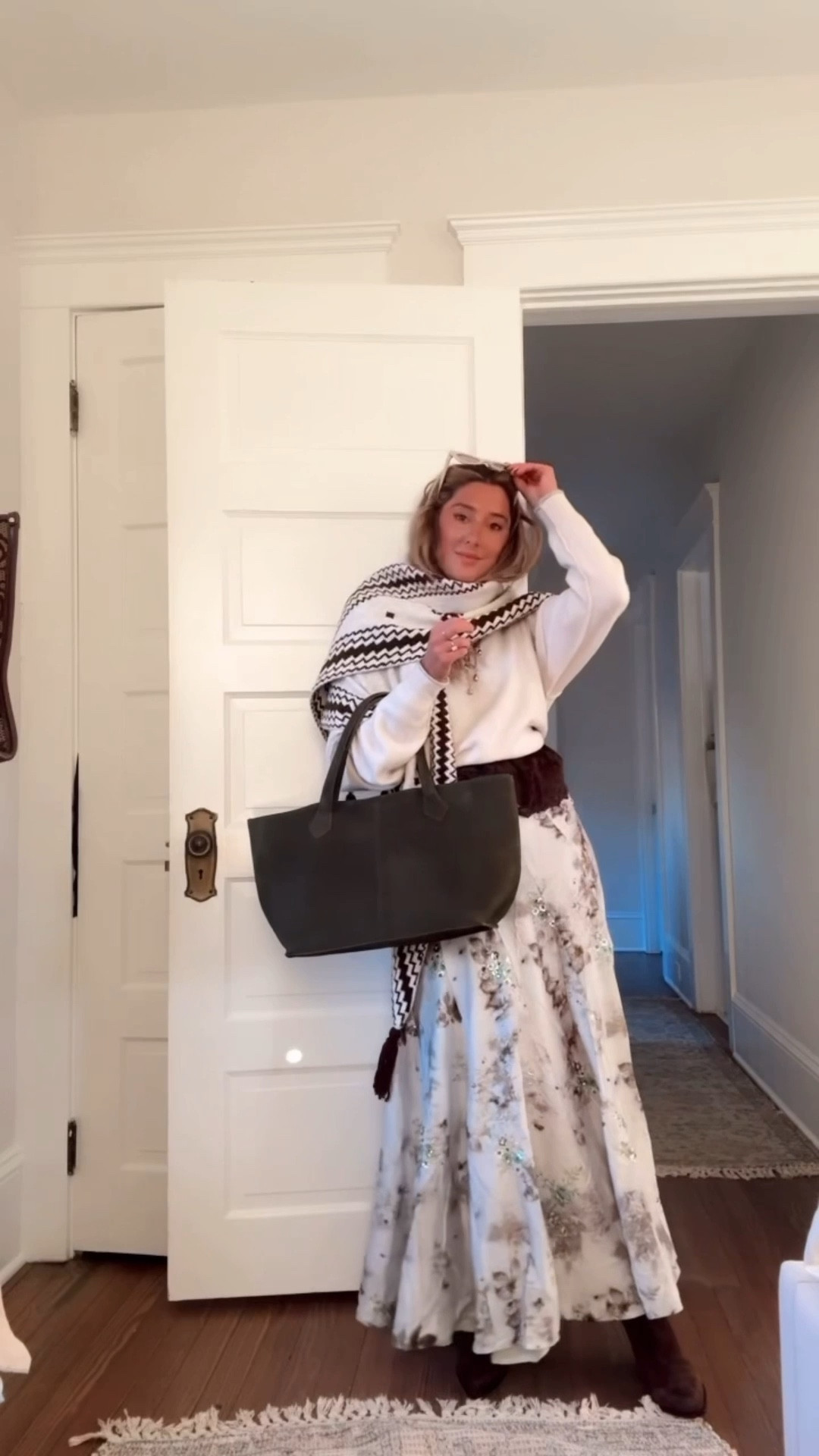 A little festive, a lot cozy! Comment SHOP for this look + more of my FP picks! Love this warm (and superrrr soft knit!) paired with an icy blue skirt that has *just* enough sparkle on it! Oh! And all FP purchases today get a free gift bag! 