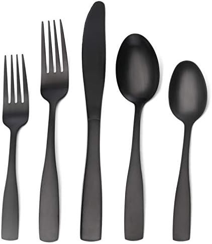 Matte Black Silverware Set, Satin Finish 30-Piece Stainless Steel Flatware set, Tableware Cutlery Se | Amazon (US)