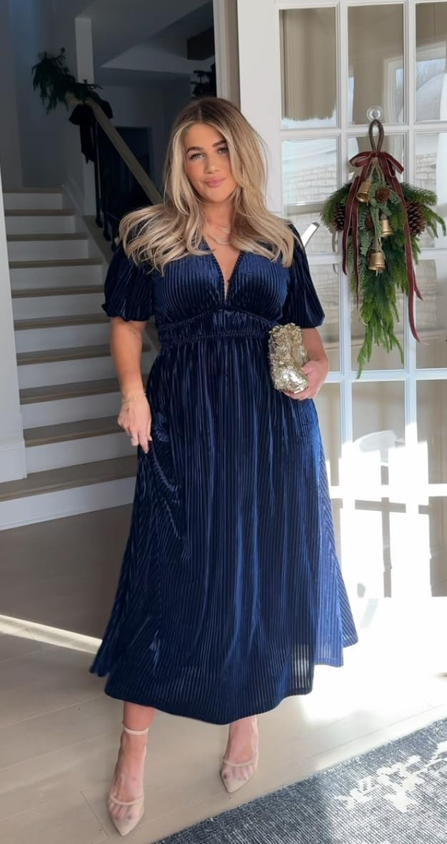 Maxigerui Women's Velvet Maxi Dress Formal Dresses for Wedding Guest Dress | Amazon (US)