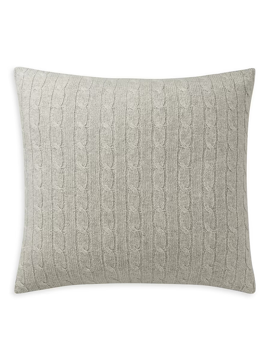 Cable-Knit Cashmere Throw Pillow - Heather Gray | Saks Fifth Avenue