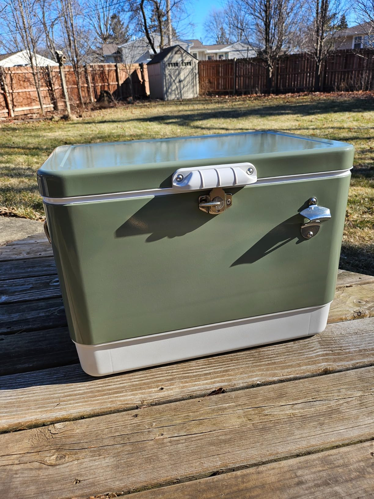 FSE Retro Metal Cooler, 80 Can/54 Qt. Capacity, Hard-Sided, Two Tone, Holds Up to 80 Beverage Can... | Amazon (US)