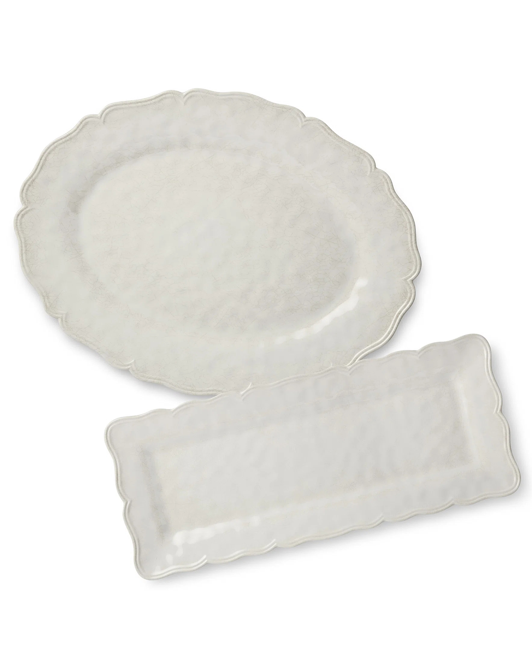Isabella Cream Melamine 2-Piece Platter Set, Includes 18x13.5-Inch Oval & 19x8-Inch Rectangular P... | Wayfair North America