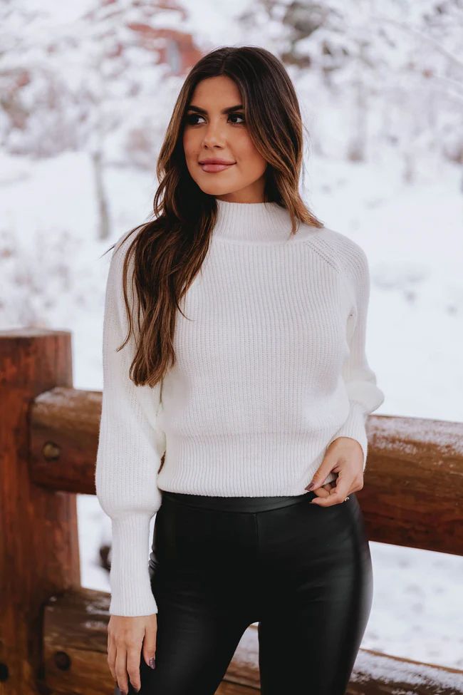Reunited At Last Ivory Mock Neck Sweater | The Pink Lily Boutique