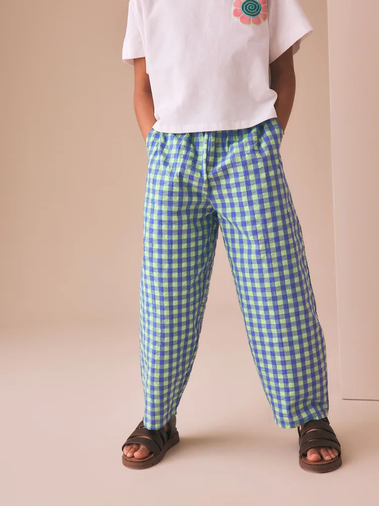Blue/Green Gingham Pullon Barrel Trousers (3-16yrs) | Next US