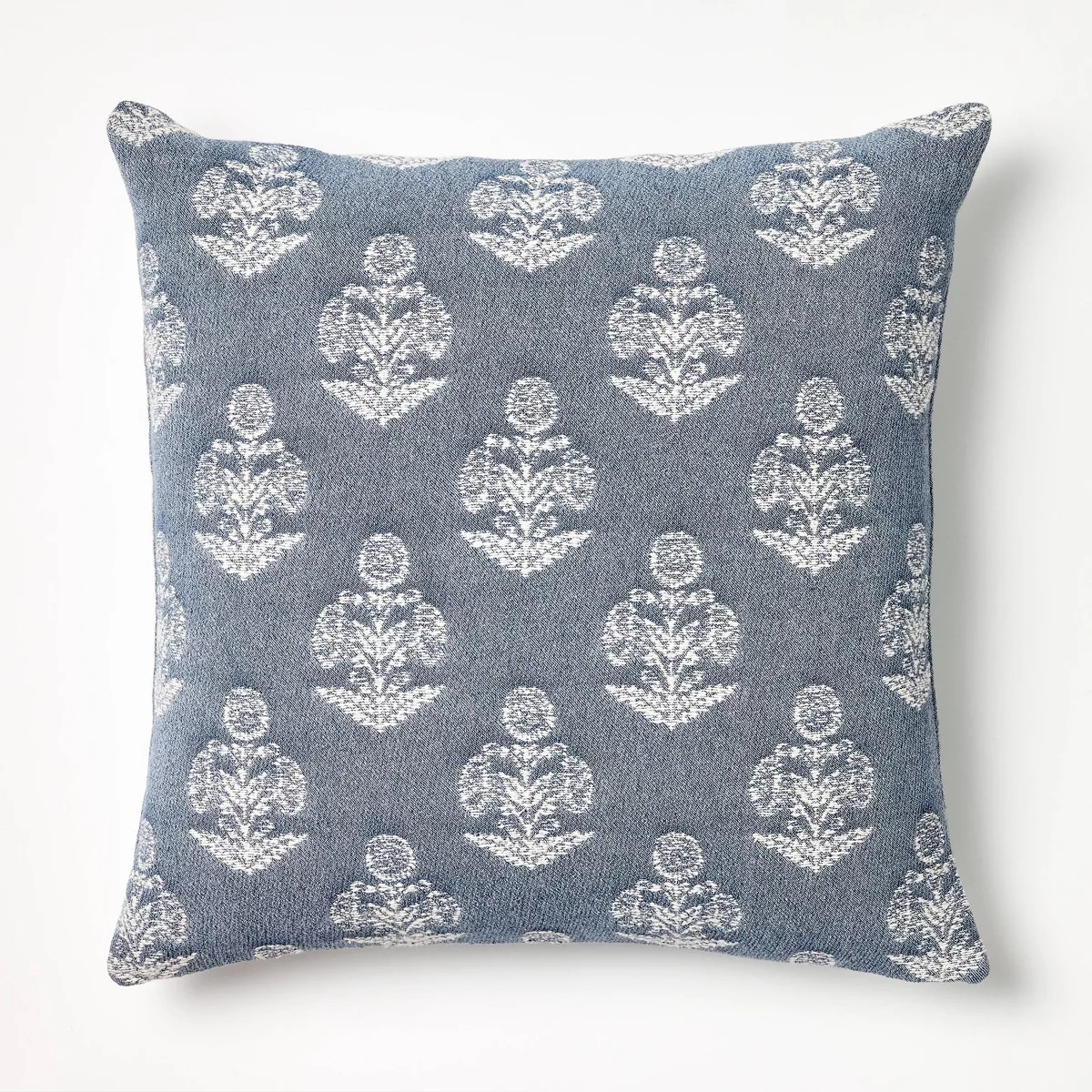 Woven Block Print Square Throw Pillow Blue/Cream - Threshold™ designed with Studio McGee: Cotto... | Target