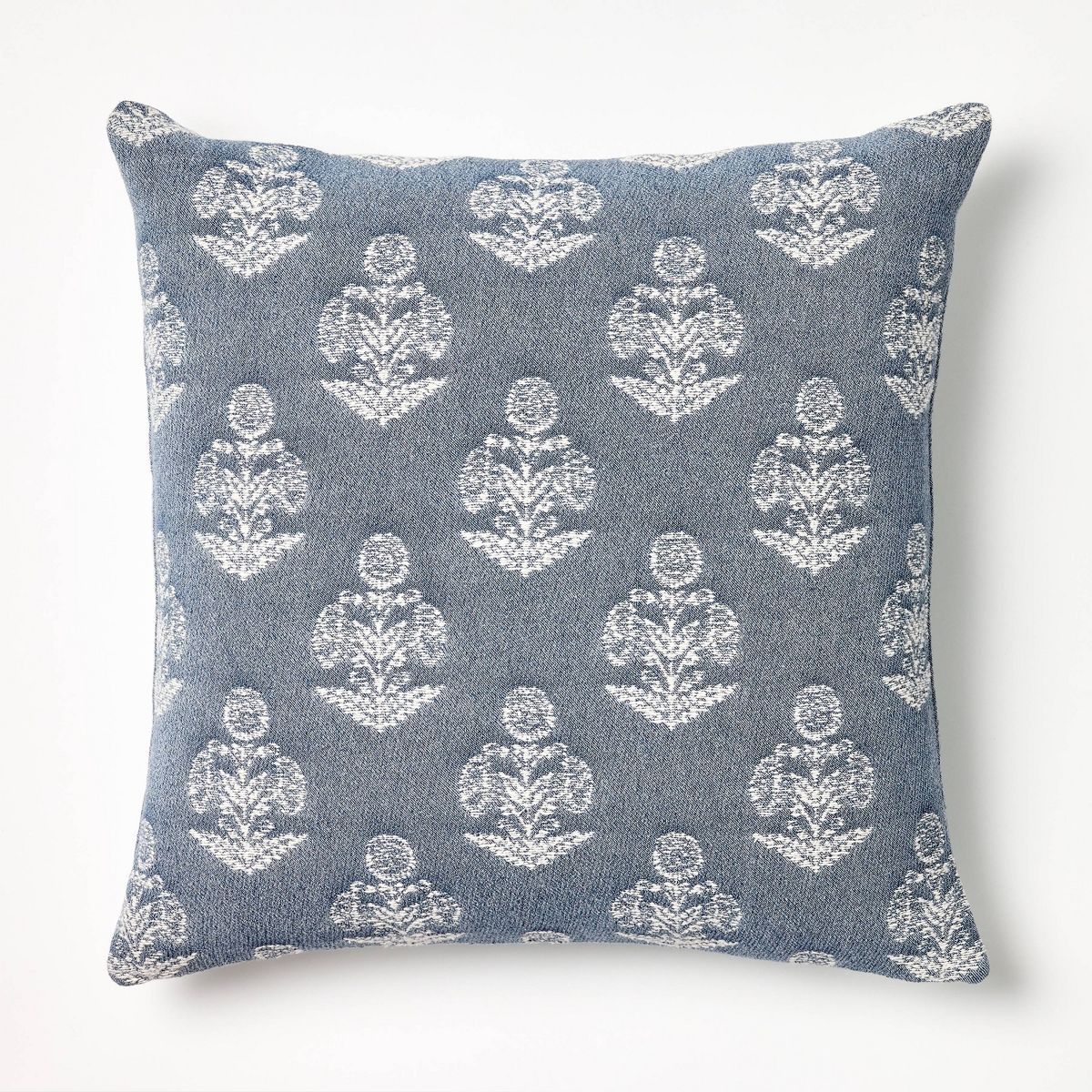 Woven Block Print Square Throw Pillow Blue/Cream - Threshold™ designed with Studio McGee | Target