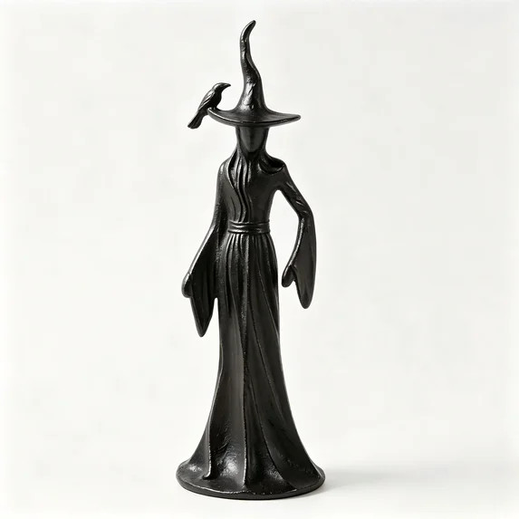 YATingW Halloween Sculpted Bronze Witch Resin Statue, Faceless Witch Figurine with Broomstick Vin... | Walmart (US)