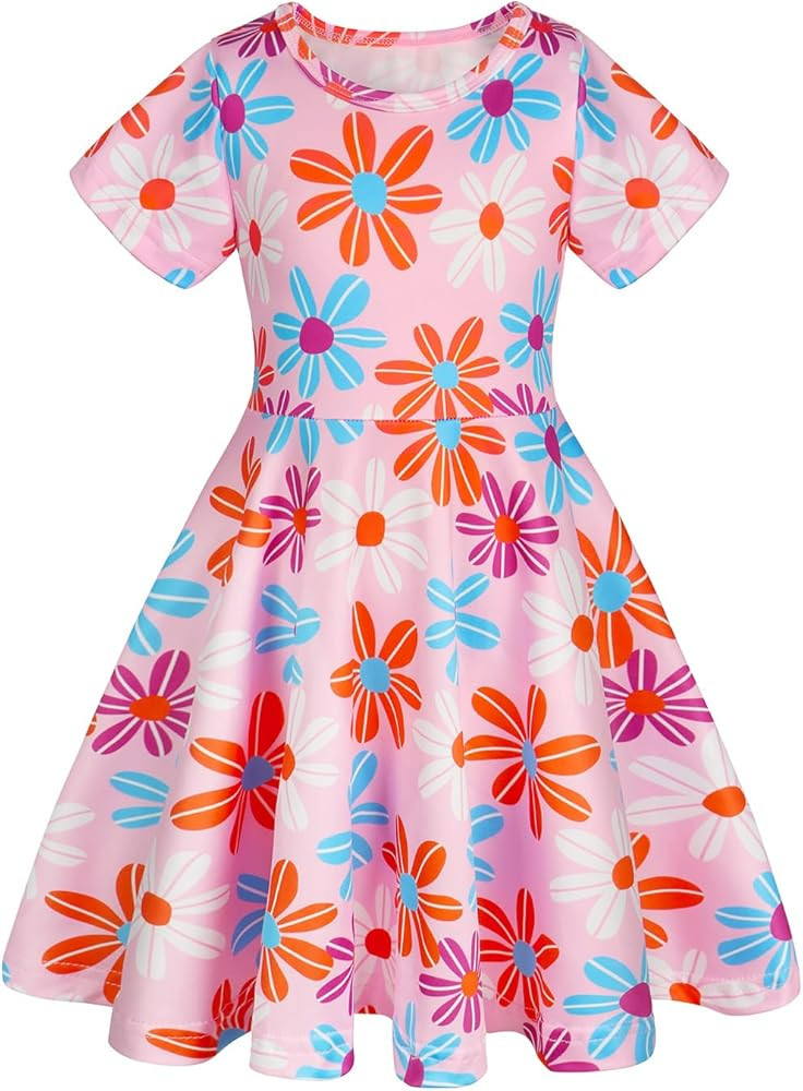 Girls Dresses Toddler Space Summer Sundress Kids Short Sleeve School Casual A Line Twirly Skater ... | Amazon (US)
