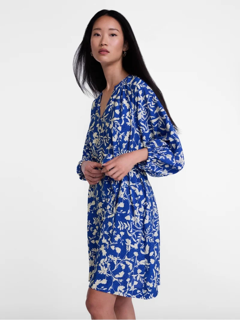 Scenario Women's and Women's Plus Mini Dress with Long Balloon Sleeves, Sizes XS-4X | Walmart (US)