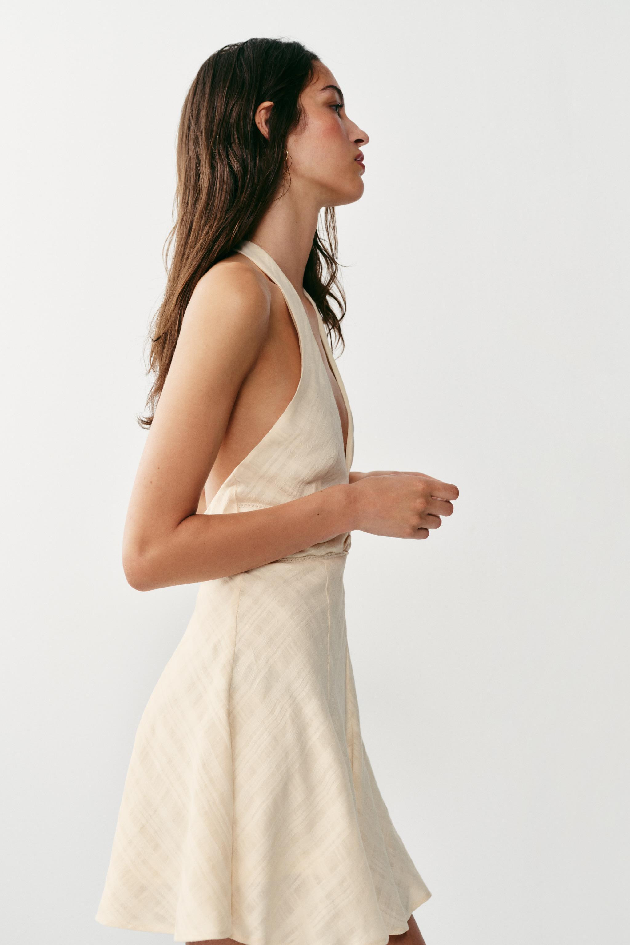 RUSTIC HALTER NECK MINI DRESS | Zara UK