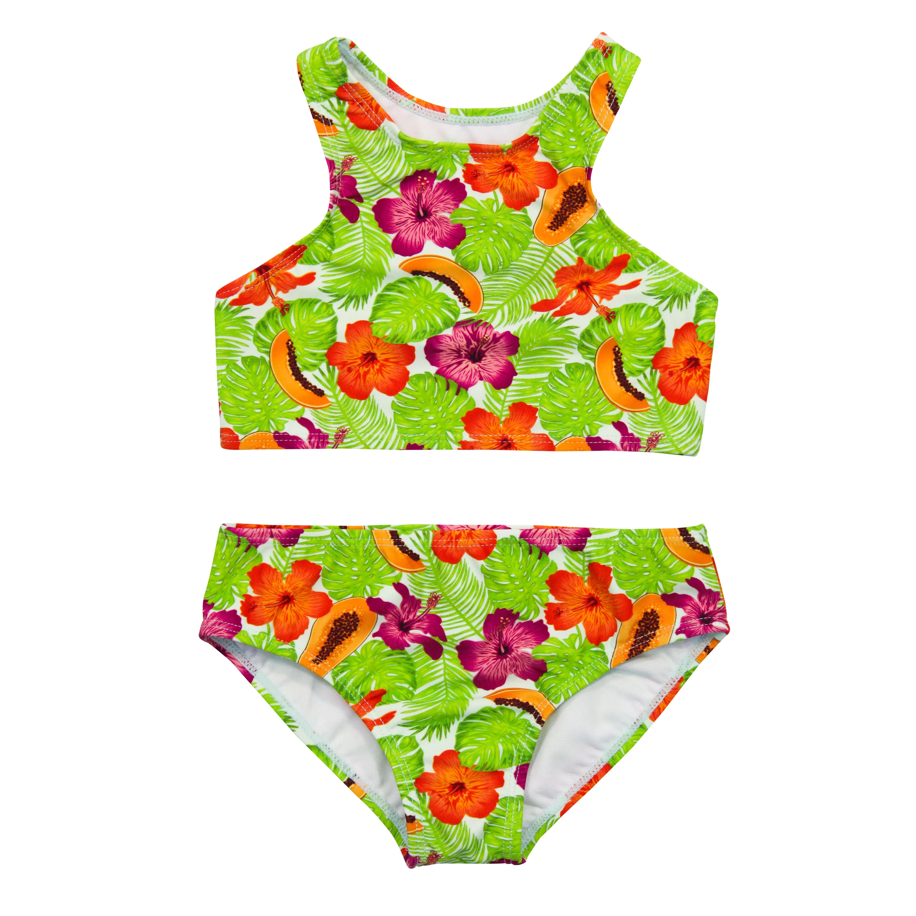 Girl's Halter Top Set (2 Piece) | "Hibiscus" | SwimZip