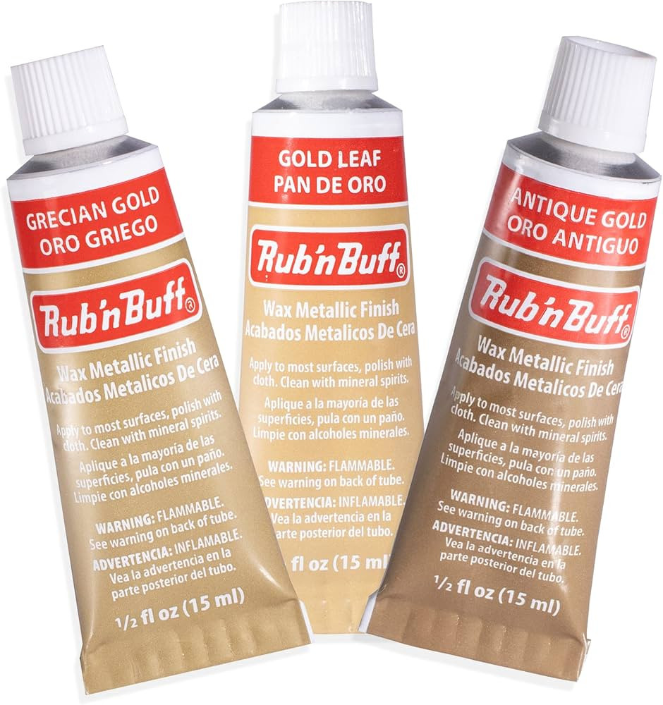 AMACO Rub n Buff Wax Metallic Finish 3 Color Kit - Antique Gold Grecian Gold and Gold Leaf 15ml T... | Amazon (US)