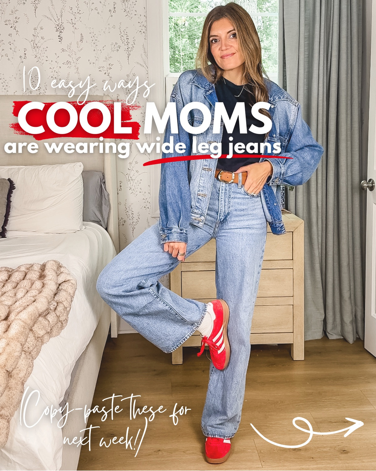 Easy wide leg jeans outfits. Ways to wear wide leg jeans. Wearing my fav Levi’s wide leg jeans in a size 27.  40 year old mom, millennial mom outfits. I’m 5’7”.

#LTKStyleTip #LTKTall #LTKOver40