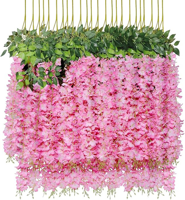 U'Artlines 24 Pack (Total 86.4 Feet) Artificial Fake Wisteria Vine Rattan Hanging Garland Silk Fl... | Amazon (US)