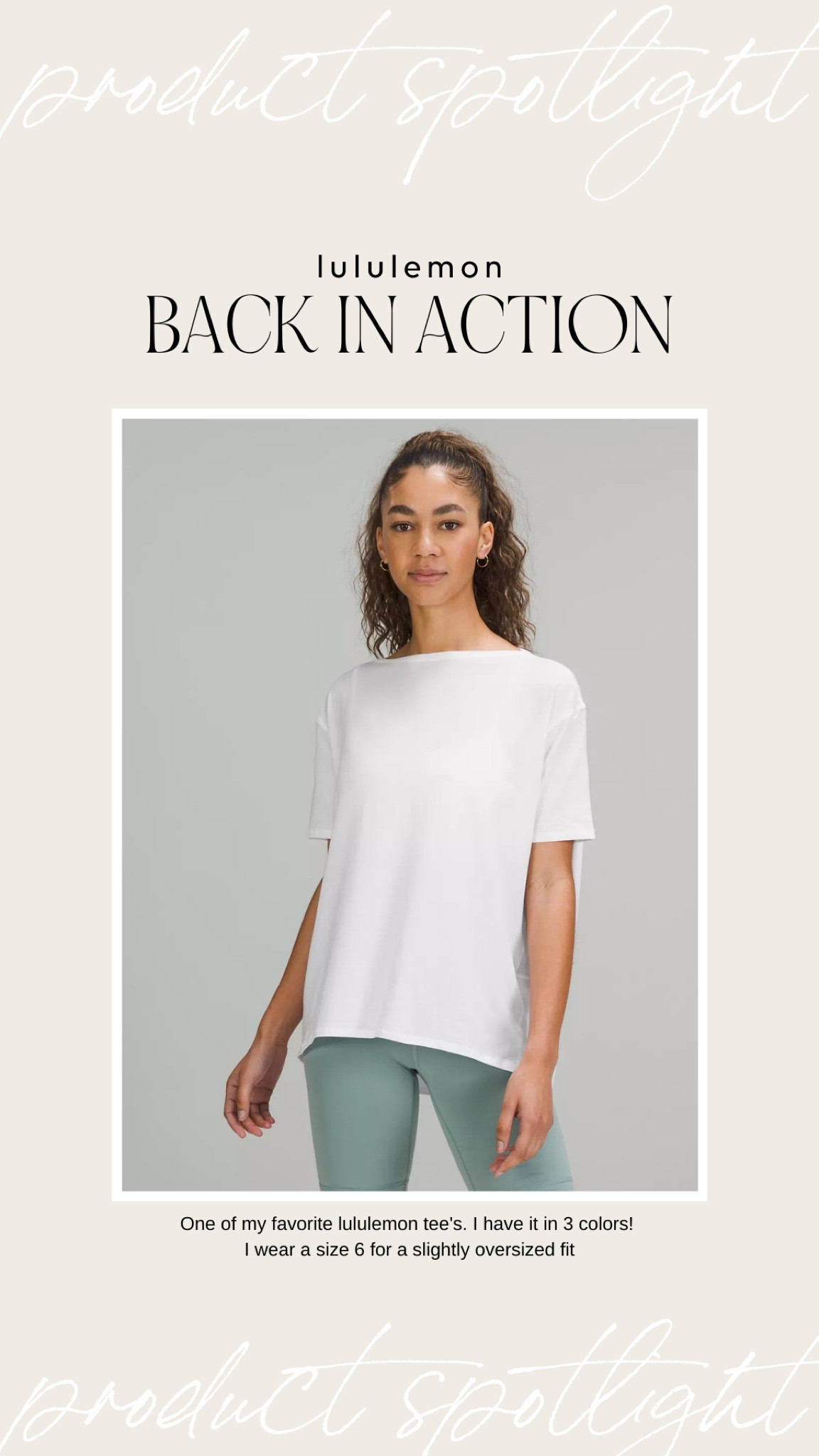 Favorite lululemon tee, back in action. Wear size 6